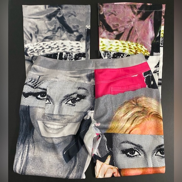 The Kript KRIPT Mugshot Flare Pants Silky New Patchwork Graphic Rare Baddie - Picture 10 of 15